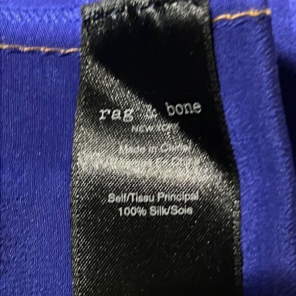 Rag & Bone Electric Blue Shields Silk V-Neck Blouse NWT C24 - Picture 9 of 9